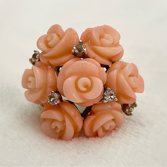 Carol Brodie Rarities Coral Rose White Topaz Ring in Sterling Silver